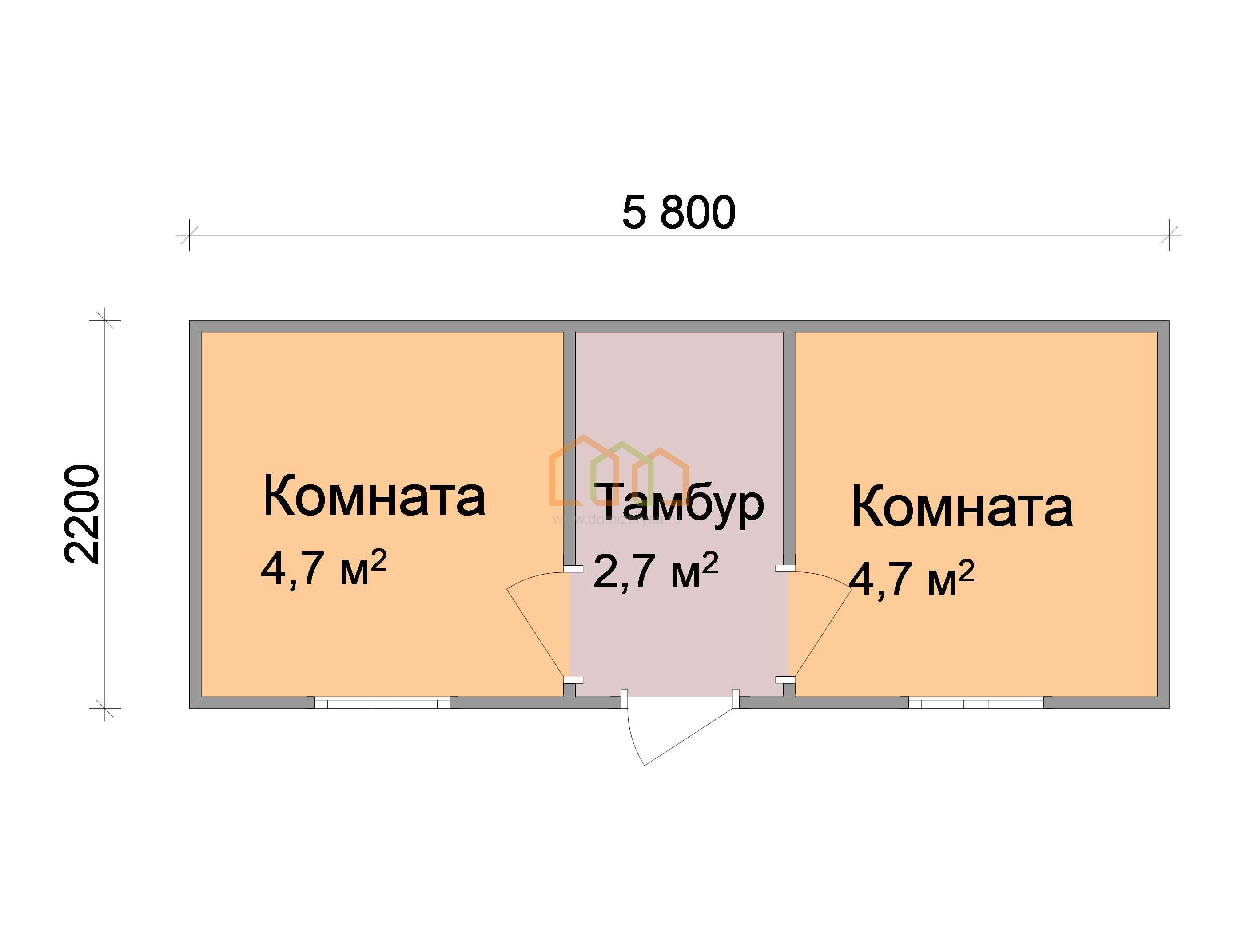 Металлическая бытовка для дачи Гладиолус-1 (С) 5.8x2.2 Площадь: 12.76 м² со  сборкой на участке под ключ в Талдоме и области